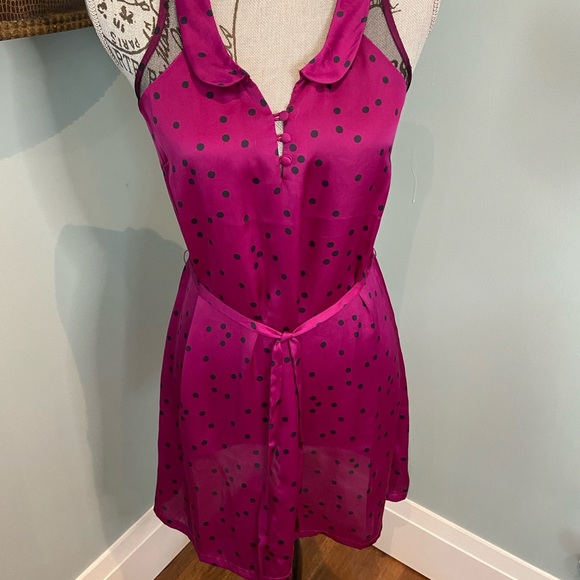 Peter Pan Collar Dress with Polka Dots and Mesh, S - Picture 5 of 12